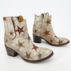 Old Gringo Mexicana Metallic Star Studded Western Cowgirl Ankle Boot size 7.5